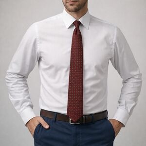 Lanvin Paris 100% Silk Red Geometric Tie Luxury